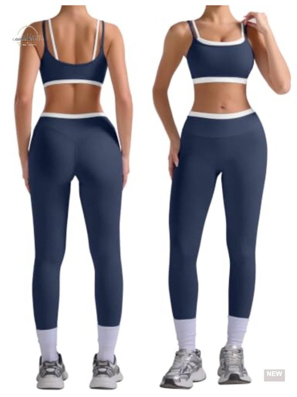 2 Piece Workout Set Double Layered Sports Bra Leggings Polyamide Elastane